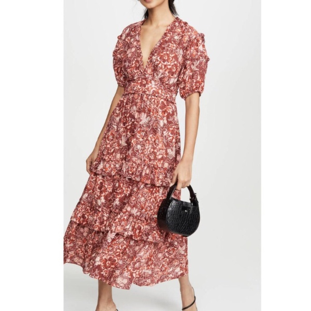 Ulla Johnson Amora Tiered Floral Midi Dress